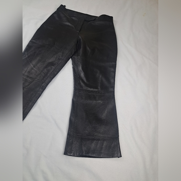 Leather Limited Black Cropped 100% Leather Soft Womens Pants Size 6 - Picture 4 of 15